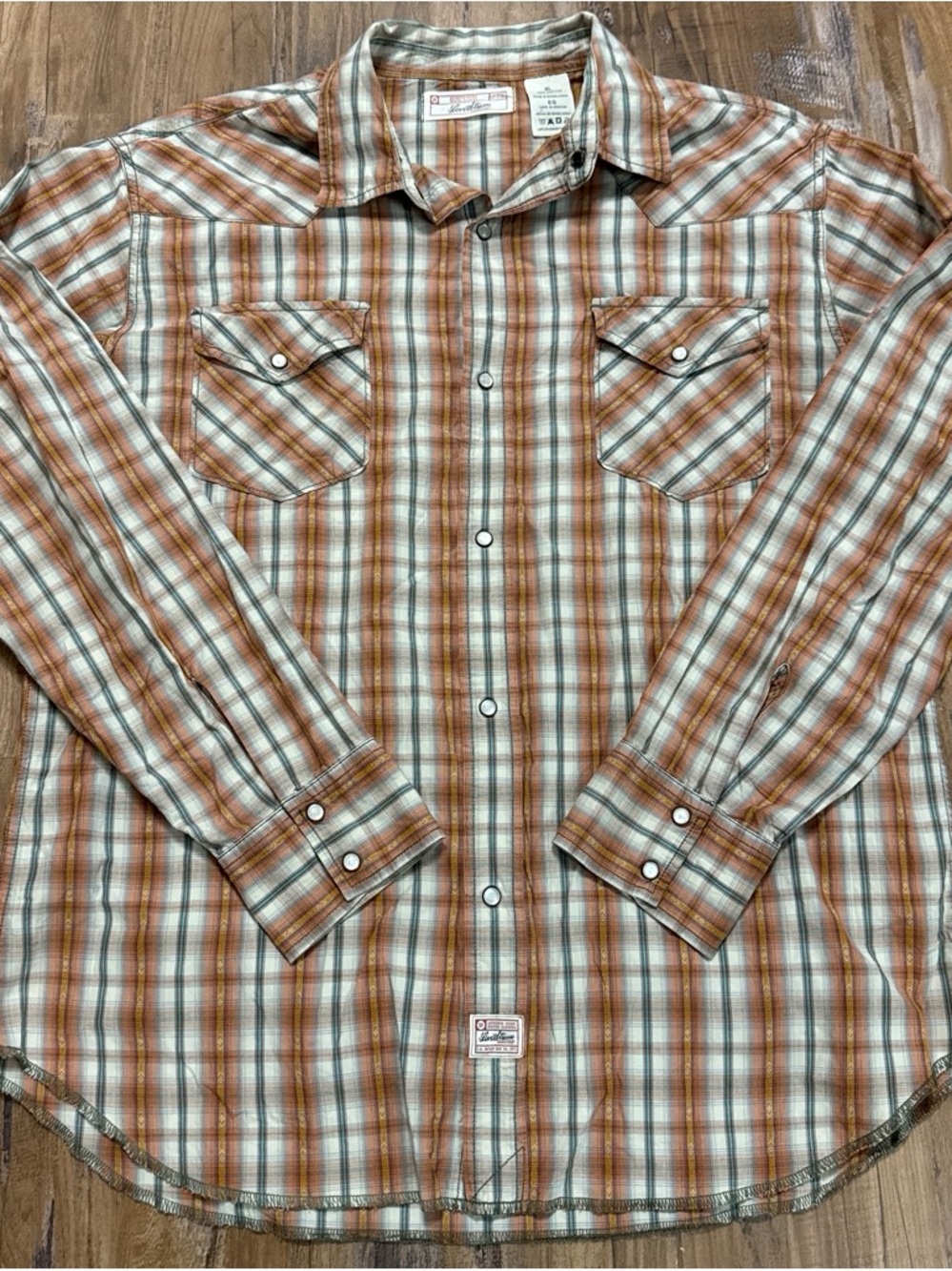 Levi Strauss Plaid Button-Up Shirt - Rust and White